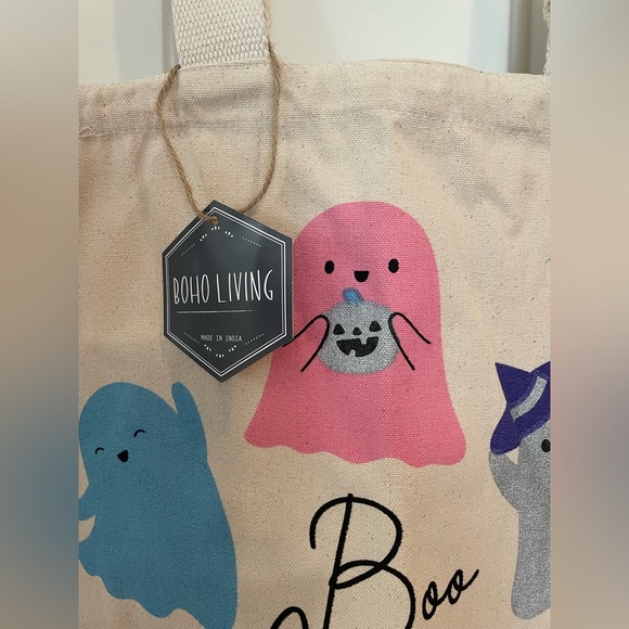 Boo Crew Pastel/Colorful Ghost Tote Bag-Boho Living-Halloween Tote-NWT - Picture 7 of 16